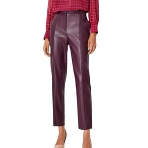 NWT Ann Taylor Burgundy Faux Leather Straight Ankle pants size 6T